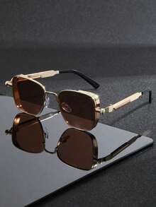 一副男士新款金属圆形蒸汽朋克时尚眼镜，弹簧镜腿设计，送给男朋友的绝佳礼物 - 彩色 - 查看 19