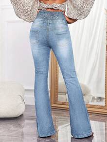 Jeans a zampa di elefante aderenti e slim fit monopetto da donna