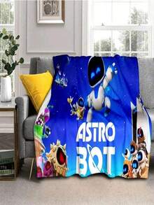 Astro Bot Cartoon Robot Throw Blanket Soft Cozy Blanket For Home Bedroom Sofa Travel Picnic   Gift   Designs - 黑色 - 查看 1