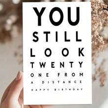 "You Still Look Twenty One From A Distance" Adult Card - Eye Chart Inspired Birthday Greeting (Includes Envelope) - Multicolor - View 12