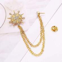 1 Peça Broche de Pino de Estrela Pentagrama de Corrente de Metal de Duas Camadas com Strass, Adequado para Uso durante o Ramadã no Oriente Médio, Decoração de Camisa de Terno Empresarial para Banquete, Festa, Casamento, Formatura, Ocasiões Formais, Presente de Aniversário