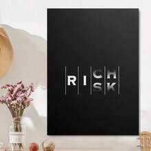 Framed "No Risk No Rich" Motivational Wall Art With Bold Risk Typography, Black Background Office & Home Decor - Ready-To-Hang Framed Canvas Print For Living Room, Bedroom, Dorm - Inspirational Workplace Decoration - 框架 - 查看 2