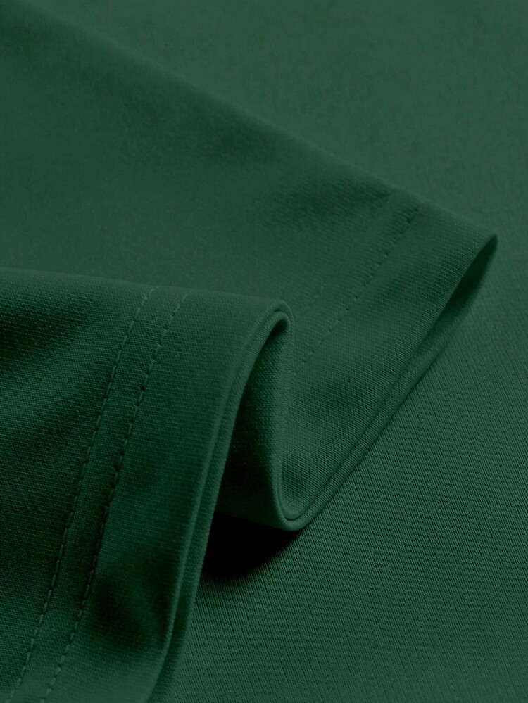 Men's Bright Yellow Graphic T-Shirt - Loose-Fitting Street Style T-Shirt With A Smile Design, Summer Shirt With A Round Neck For Everyday And Formal Wear - Lightweight Casual Top, Street Style, Bold Print, Comfortable Material, Printed Shirt, Urban Style, Street Fashion, Geometric Pattern, Breathable Material, Young Adults - 墨綠色 - 查看 4