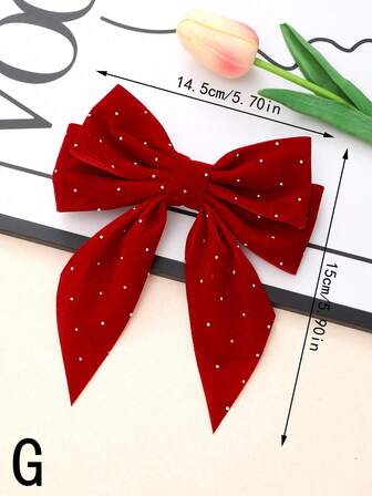 1pc Fashionable Large Red Bow Hair Clip, Elegant Hair Accessory For Girls, Suitable For Daily Wear And Christmas, Hair Accerssories, New Year Glamour, Claw Clips, Hair Slide, Hair Barrettes