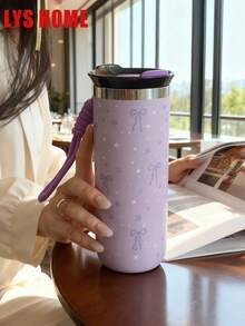 1个500毫升不锈钢保温杯，星形蝴蝶结图案，适合旅行、办公、居家、学校、车载使用，也可作为圣诞节、母亲节、情人节、生日礼物。 - 彩色 - 查看 4