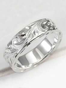 1枚优雅花朵造型戒指，女士礼物，适合婚礼、订婚、周年纪念、派对及其他场合 - 銀色 - 查看 3