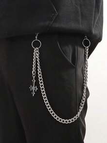 1pc Men Silver Chunky Chain Double Loop Cross Necklace For Men Women Teens Boys Girls Suit Pants Summer Autumn Winter Daily Wear School Outdoor Athletic Vacation Graduation Birthday Gifts Costume Accessories JTKR - 銀級 2 - 查看 5