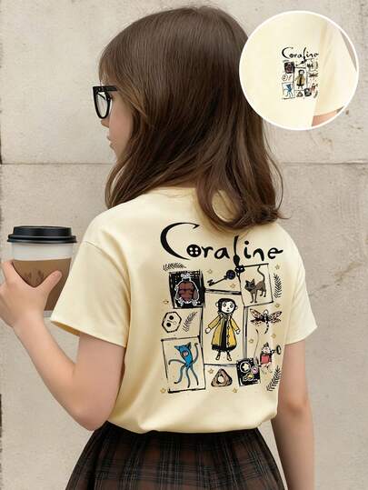 Cartoon Print Short Sleeve Creative Casual Comfortable Top, Summer