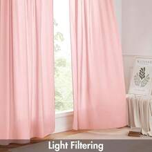 White Privacy Sheer Curtains 84 Inch, Light Filtering 2 Panels Set - Pink - View 9