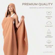 Toallas con Capucha para Bebé 2 Pzas, Grandes 81 x 81 cm – 6 Capas de Algodón Muselina 100% – Suaves y Absorbentes para Bebés, Niños y Niñas – Diseño Unisex(Caramelo Paquete de 1 – Adulto) - Multicolor - Ver 5