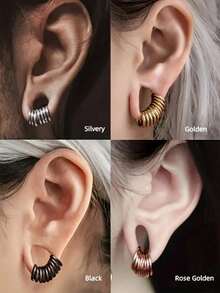 5pcs Sleek Stainless Steel 16G Hoop Earrings Set - Hypoallergenic & Sensitive Ear Friendly, Perfect For Septum, Nose, Lip, Helix, Daith, Cartilage, Tragus Piercings - Small Huggie Clicker Rings With Smooth Finish, Cute Earrings