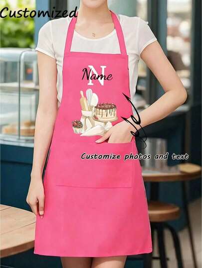 Delantal a prueba de polvo personalizado - Delantal de cocina sin mangas estilo nórdico personalizado para hombres y mujeres, delantal de cocina personalizado para cocinar, lavar platos, fiesta, boda, compromiso, hogar, reunión, aniversario, regalo de Navidad