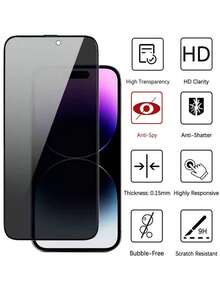3pcs Privacy Protection Full Screen Tempered Glass Protector Protect Compatible With Iphone Silk Screen Anti Peeping Full Screen Phone Protective Film Compatible With IPhone17/17Air/17Pro/17ProMax/15/15Plus/15Pro/15Promax/14/14Pro/14ProMax/14Plus/13/13Pro/13ProMax/12/12Pro/12ProMax/11/11ProMax/11Pro/X/XS/XSMAX - Black-3PCS - View 6