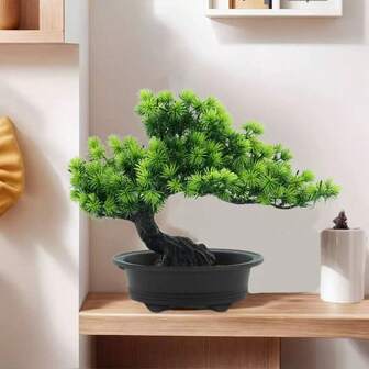 A Realistic Pine Tree Bonsai For Rehabilitation Gift, Available In Multiple Styles - Plastic Lifelike Tabletop Plants, No Power Supply Required, Suitable For Bookshelves, Bathrooms, Zen Gardens, And Rural-Style Home Decorations - Indoor Decorative Artificial Plants.