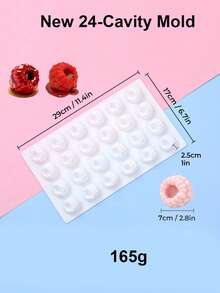 6/24 Cavity Raspberry Mousse Cake Mold, Silicone Mold For Baking, 3D Raspberry Pudding Cake, Silicone Mold, Dessert Chocolate Mold, Blackberry Cake Decorating Tool, Non-Stick Baking Mold - White - View 12