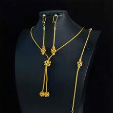 Dubai Fashion Jewelry Set 24k Gold Plated Middle East Muslim Islamic Lucky Necklace Bracelet Earrings Nigeria Bridal Wedding Jewelrys - Beads Jewelry - View 6