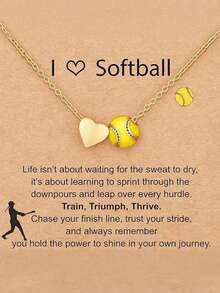 1件装垒球/足球/排球/篮球/足球项链，适合女孩和女士，运动配饰珠宝，送给爱人的礼物 - 金色 - 查看 4