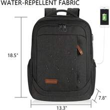 Laptop Backpack Large Computer Backpack 17.3 Inch Laptop With USB Charging Port WaterRepellent Travel Backpack For Business College Men Black - CharcoalBlack173 - View 3