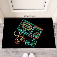Alfombra de área con diseño de control de juegos creativo moderno, lavable a máquina, con respaldo antideslizante, de fibra de poliéster, hecha a máquina, alfombra de baño para sala de estar, dormitorio, decoración de oficina en casa - 1 pieza - Multicolor - Ver 21