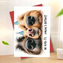 Adult Birthday Card For Dog Lovers - Cute Pups With Party Hats "Someone's Birthday" Greeting (With Envelope) - Multicolor - View 14