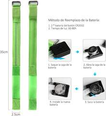 Purplecrystal Pulsera Deportiva LED (Batería incluida) 3 Modos de iluminación,IP65 Impermeable brazaletes Intermitentes de ,para Corredores,Ciclistas,Corredores,campistas.35 * 2.5CM - Verde - Ver 7