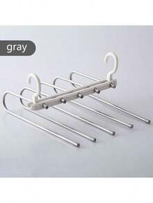 5 Layer Foldable Trouser Hanger, Stainless Steel Anti-Slip Pants Rack, Collapsible Wardrobe Space Saver For Jeans, Leggings & Scarves - Multicolor - View 9