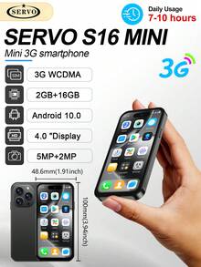 SERVO S16 迷你智能手机 Android 10.0 RAM 2GB ROM 16GB 双 SIM 卡 4.0 英寸显示屏 GPS 2000mAh 电池 3G WCDMA 小型手机 - 粉色 - 查看 16