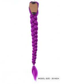 26-Inch Long Purple Braided Wig, Synthetic Fiber Box Braided Wig, Easy To Clip On, Ponytail Style, Suitable For Costume Role Play - Multicolor - View 4