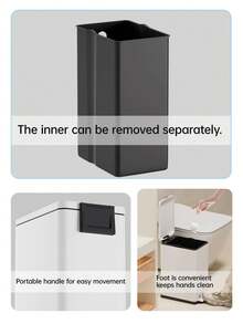 1个7/10/12升纤薄垃圾桶，脚踏式开启垃圾桶，适用于厨房、角落，也适用于浴室，节省空间，适用于厨房、浴室、客厅，使垃圾收集更轻松，狭窄空间，废纸篓，不锈钢卧室脚踏式卫生纸架，酒店和家庭豪华大容量垃圾桶 - 白色 - 查看 10