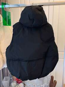 Women's 2025 Fall Spring Vest Casual Sleeveless Hooded Button Placket Jacket Winter Coat - Black - View 2