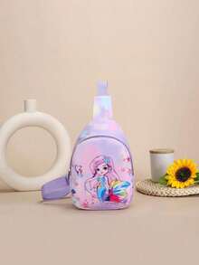 1pc Nylon Zipper Closure Fashion Cute Cartoon Mermaid Unicorn Mini Chest Bag, Niche Design Adjustable Shoulder Strap Change Lipstick Crossbody Bag Suitable For Daily Use, Bag, Suitable For Teenagers Shopping, Commuting, Daily Use, Give As A Gift - Cartoon Chest Bag - View 3