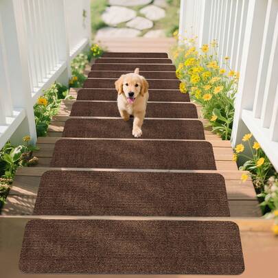 1/4/7/8/15 Pcs Outdoor Stair Non-Slip Mats, Anti-Slip Stair Treads, Suitable For Wooden Stairs, Durable Outdoor Non-Slip Stair Mats, Anti-Slip Stair Treads, Indoor & Outdoor Stair Carpets, Pet-Friendly Non-Slip & Scratch-Resistant Stair Mats