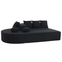 Fully Compressed, Boneless Sofa, Living Room/Bedroom With Segmented Cloud Sofa, Modern Modular Sofa, No Assembly Required, Comfortable And Skin-Friendly Chenille Fabric - Black - View 9