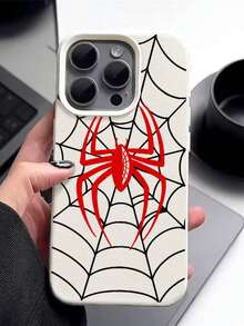 Personality Red Spider Pattern Compatible With Apple Phone 13/15/11/14/17/12/16/ProMax/Pro/Plus/Xs Max/XS/X,Antiskid Silicone Soft Case Four Corner Anti Fall Phone - 白色 - 查看 5