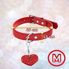 Collar Bling Forma Corazón Brillante Mascotas 40cm Tamaño M - Rojo - Ver 3