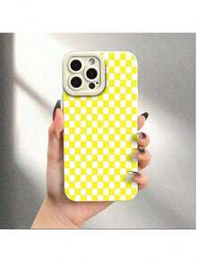 Orange White Checkered Pattern Slim TPU Case For X/11/12/13/14/15/16/17/17 Air, Protective, Shockproof, Stylish & Durable - Slim TPU Cover For Girls & Boys - White - View 2