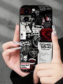 Fashionable Popular Personalized Emo Rock Band Collage Pattern Design Theme Luxury Shockproof Aesthetic Cute Phone Case, Lens Protrusion Protection, Compatible With For IPhone 16/16Plus/16Pro/16ProMax, 15,14, 13, 12, 11 Series And Compatible With For Galaxy S/A Series, Gift For Easter Day, Christmas Halloween Decoration/Gift For Birthday, Girlfriend, Boyfriend, Friend Or Yourself Valentine's Day Gifts - Màu hỗn hợp - Xem 2