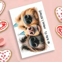 Adult Birthday Card For Dog Lovers - Cute Pups With Party Hats "Someone's Birthday" Greeting (With Envelope) - Multicolor - View 8