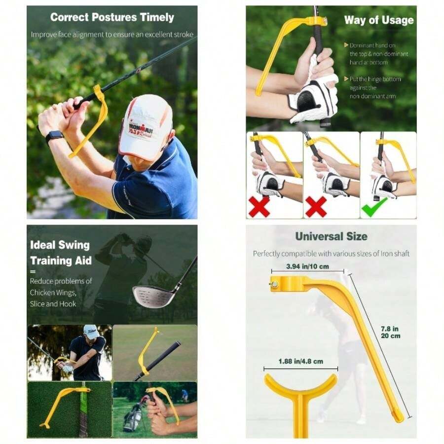 Training Wrist Hinge Swing Training Aid Swing Correcting Trainer Golfers Beginners Arm Elbow Posture Teaching Accessory Club Practice - 黃色 - 查看 1