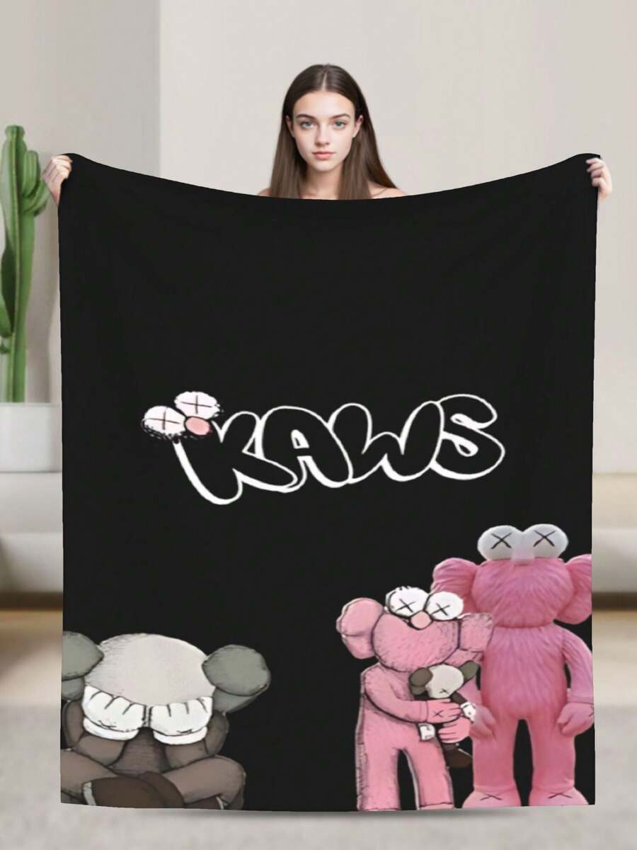 Kawss Kawaii Kaw  Blanket Flannel Blanket, Super Comfortable Winter Warm Blanket Summer Air Conditioning Blanket, Soft And Light Bed Sofa Decoration, Not Easy To Shed, - 黑色 - 查看 1