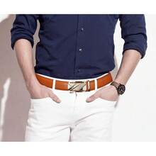 Men's Ratchet Dress Belt With Automatic, Brown/Black, 35mm Wide, Adjustable Fit - 15-đen-0017 - Xem 10