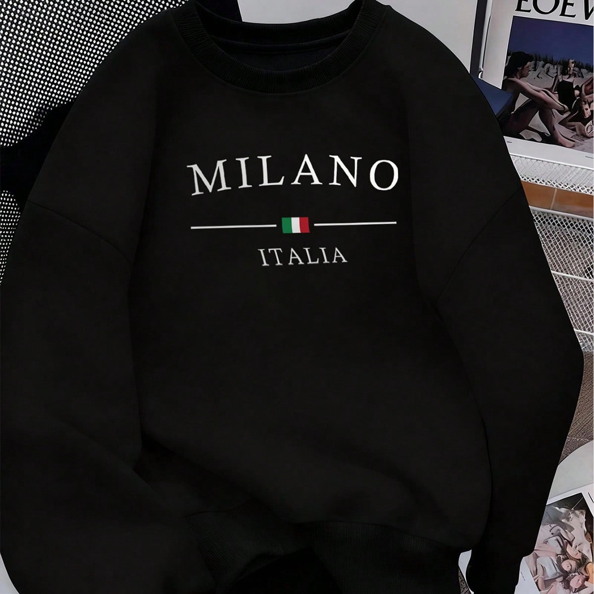Sudadera informal de cuello redondo con estampado MILANO para hombre, primavera/otoño