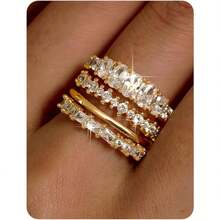 Milacolato 14K Gold Plated Stackable Rings For Women Non Tarnish - Dainty Cubic Zirconia Wedding Bands Ring Set Minimalist  Statement Engagement Promise Thumb Rings Stacking Size 5-10 - Vàng - Xem 17