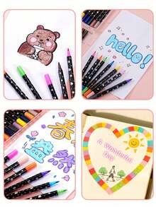 24/48/72/96 Colour Double-Tip Glitter Markers, Glitter Curry Pens, Watercolor Drawing Pens, And Fluorescent Glitter Chalk Sets. Christmas Gift, School Supplies, Office Supplies, Bible Study Supplies, Scrapbook Supplies, Highlighters For School, Back To School, Cute Pens, Art Supplies - Multicolor - View 3