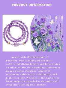 VE 1 Stück hochwertiges S925 Silber Natürlicher Amethyst Mehrschicht Armband, mit geschnitzter Amethyst Pixiu Perle, kombiniert mit weißem Quarz & gelbem Phantomquarz, zieht Wohlstand & Glück an, reinigt Energie, balanciert 7 Chakren, Natürlicher Kristall Armband für Frauen, Mehrschicht Energie Schmuck. Farbe des Schmucks variiert - Armband - View 6