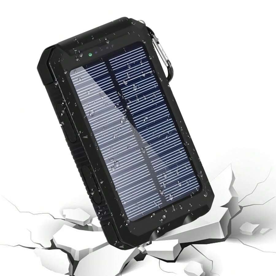 Batería solar portátil de 20000 mAh para iPhone: dos salidas USB de 5 V, dos linternas LED, brújula integrada, resistente al agua, ideal para acampar y hacer senderismo - Multicolor - Ver 1
