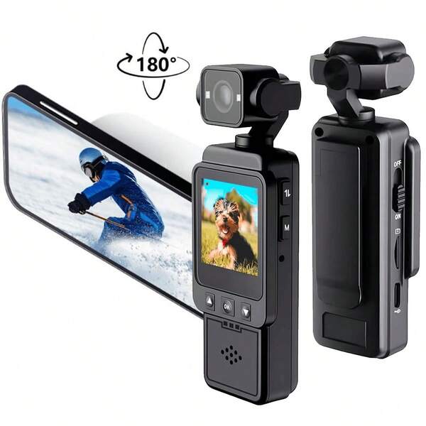 1080P HD Pocket Camera - A WiFi Enabled Sports Camera With A 1.6-Inch High-Definition Display And Manual Pan, Tilt, And Zoom Functions.