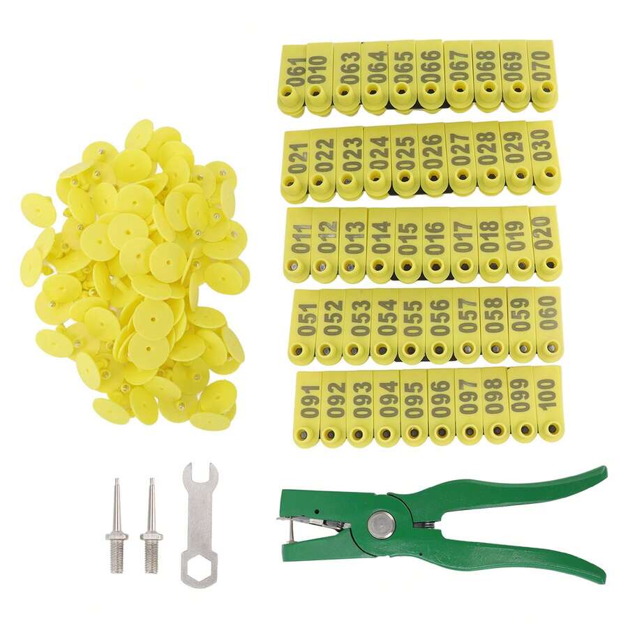 Pinzas para colocar crotales en animales de granja: Aplicador de crotales numerados para cerdos, ovejas y vacas - Amarillo - Ver 1