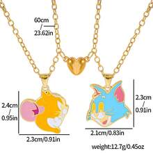 1 Pieces, Metal Crafts, Alloy Necklaces, Cat And Mouse Cartoon Tom Jerry Love Pendant Splicing A Couple Necklace Ornaments, Valentine's Day Christmas Gifts. - Multicolor - View 8