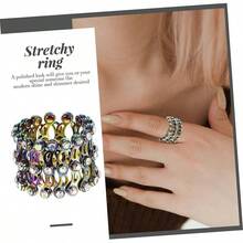 2 En 1 Anillo Piedra Del Zodíaco Cadena Chapada En Oro Collar Pulsera Mal De Ojo Anillos De Apilamiento De Oro os De Rosario Joyas Encantos o De Dedo Cobre Plateado - como se muestra-2 - Ver 2